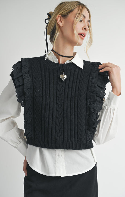 VICKI LACE RUFFLES SWEATER TANK