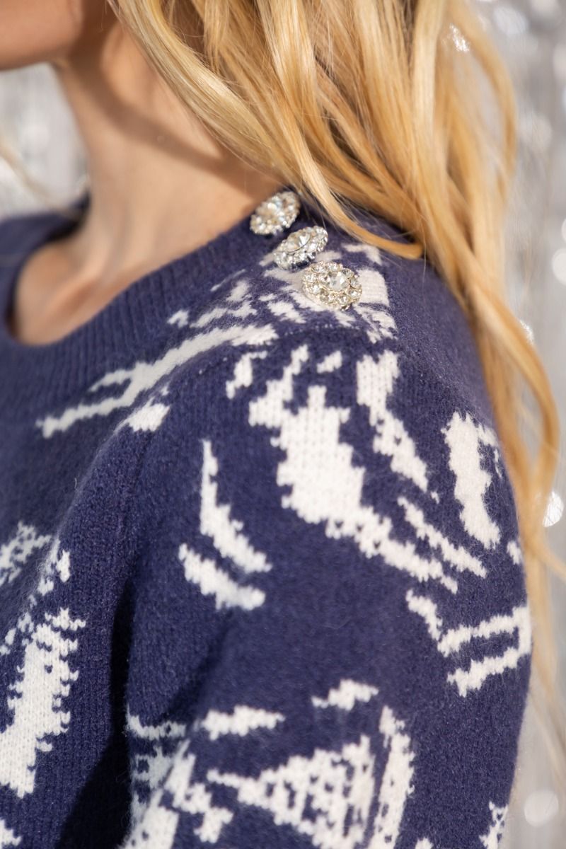 Embellished Button Sweater