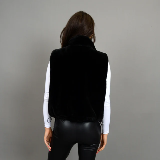 LESSIE REVERSIBLE VEST - BLACK