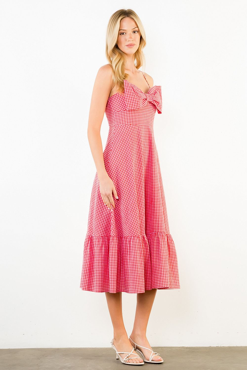 Gingham Large Bow Midi Dress