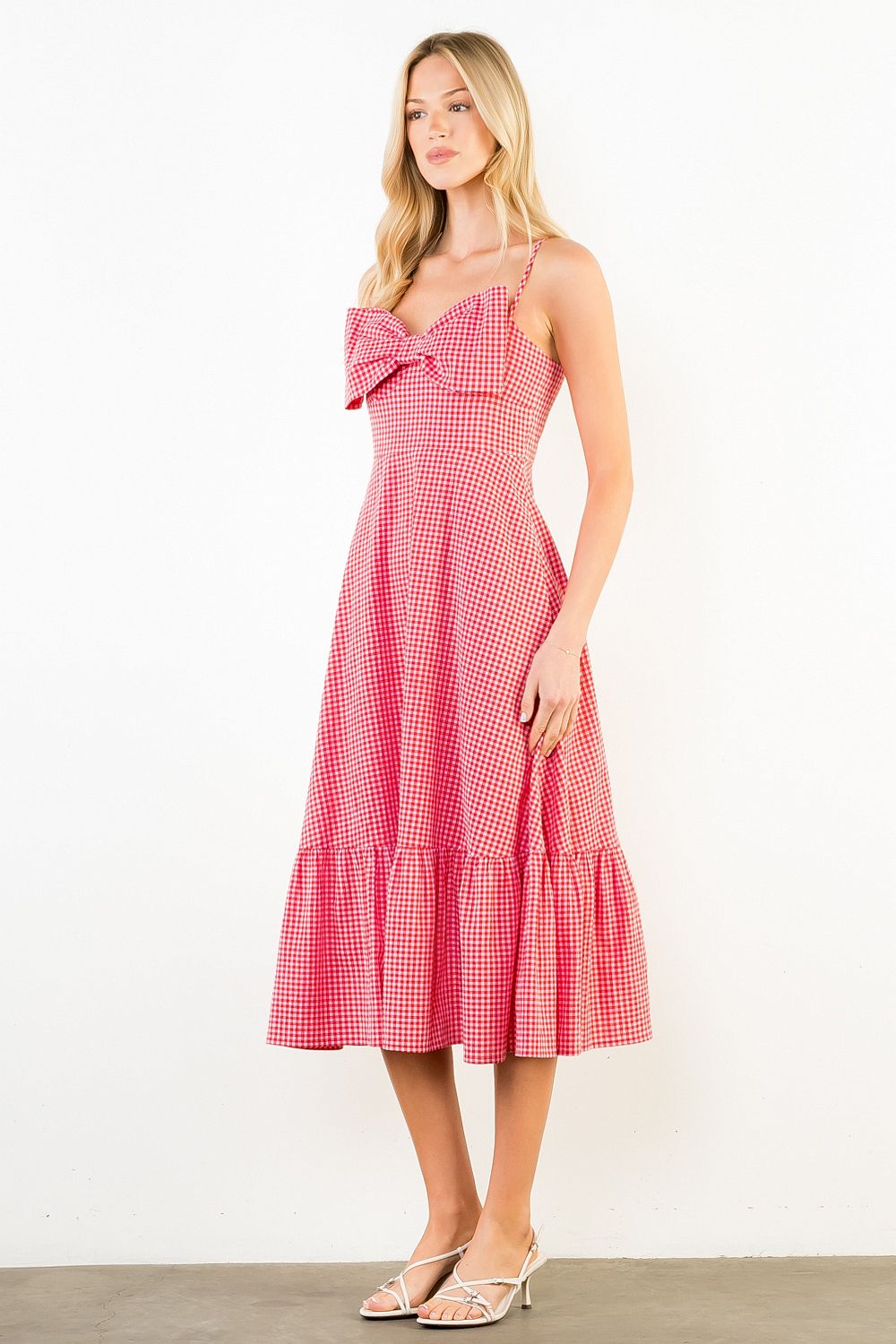 Gingham Large Bow Midi Dress