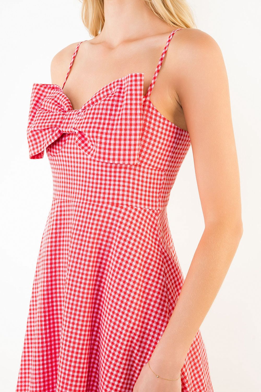 Gingham Large Bow Midi Dress