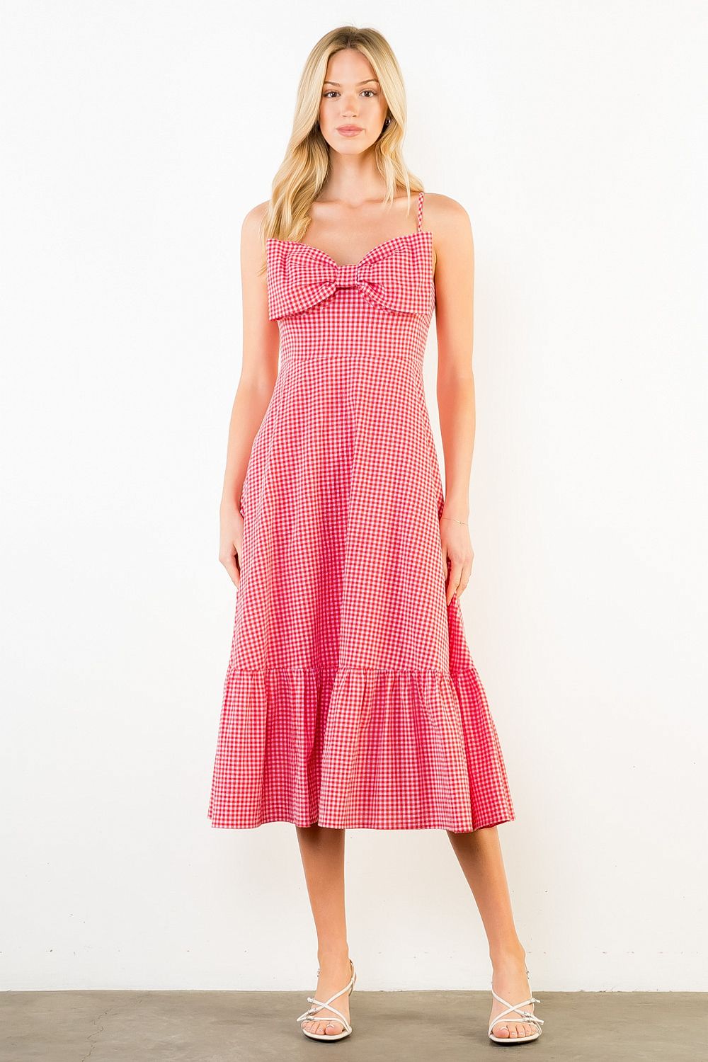 Gingham Large Bow Midi Dress