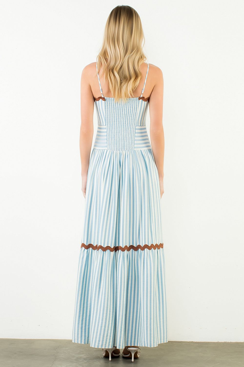 Ric Rac Trim Striped Maxi Dress