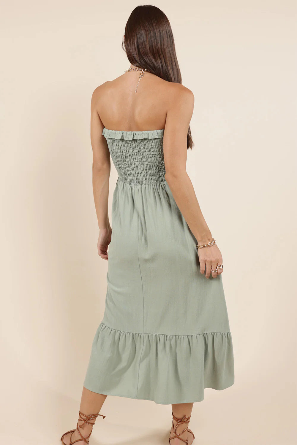 Sugarloaf Smocked Tube Midi Dress - Black