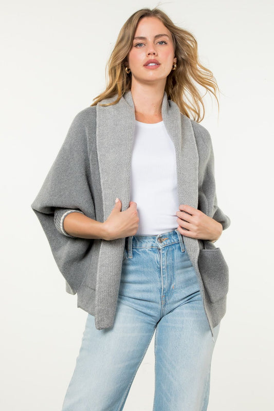 SOLID KNIT HEART CARDIGAN